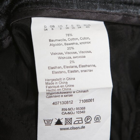 Olsen LEA Micro Cord Velvet Straight Leg Pant Trouser Stretch Black Casual - Picture 6 of 8